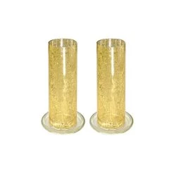 vasemark Shop 13 Vase Market Gold Hurricane Chimney H-10" D-3" With 4.75" Candle Dish (Multiple Packing)