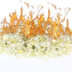 Vase Market 40 Lbs Fire Pit Glass Tempered Fire Glass 1/2" Reflective Gold (Approx 4 Sq. Ft)