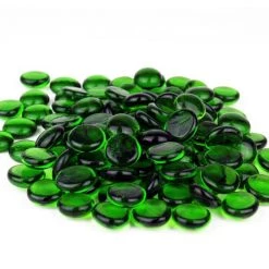 Vase Market 18 Lbs Vase Filler Glass Flat 0.6" Aquarium Gemstones Green, Available In 28 Lbs -vasemark Shop green glass flat marbles ggm001g 1 1