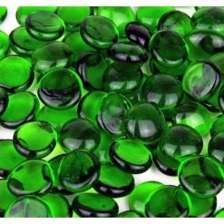 Vase Market 18 Lbs Vase Filler Glass Flat 0.6" Aquarium Gemstones Green, Available In 28 Lbs -vasemark Shop green glass flat marbles ggm001g 2 1