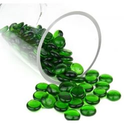 Vase Market 18 Lbs Vase Filler Glass Flat 0.6" Aquarium Gemstones Green, Available In 28 Lbs -vasemark Shop green glass flat marbles ggm001g 3