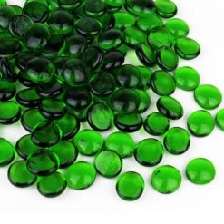 Vase Market 18 Lbs Vase Filler Glass Flat 0.6" Aquarium Gemstones Green, Available In 28 Lbs -vasemark Shop green glass flat marbles ggm001g 5 1
