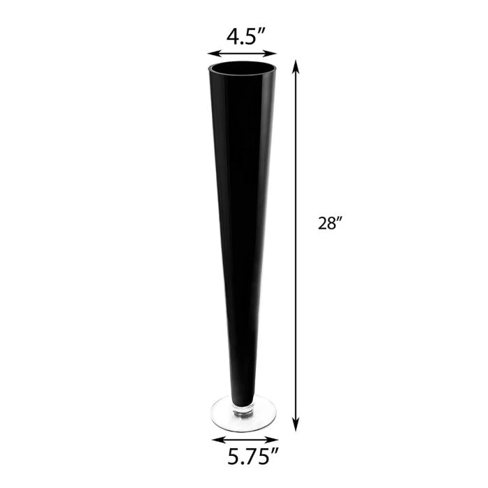 Vase Market Glass Trumpet Vase Black H-28" Event Centerpiece (Multiple Packing) 2 Vase Market Glass Trumpet Vase Black H-28" Event Centerpiece (Multiple Packing) - Image 2