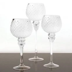 Vase Market Hobnail Glass Candle Holder, Set Of 3 (12", 14", 16")
