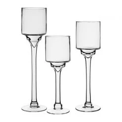 Vase Market Long Stem Glass Candle Holder Set Of 3. H-12"/14"/16" Open-4", Pack Of 18 Pcs -vasemark Shop hurricanes candle holders set of 3 new 8