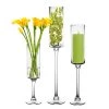 Vase Market Long Stem Glass Candle Holder Set Of 3. H-16"/20"/24" Open-3.5", Pack Of 6 Sets