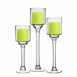 vasemark Shop 19 Vase Market Long Stem Glass Candle Holder Set Of 3. H-12"/14"/16" Open-4", Pack Of 18 Pcs