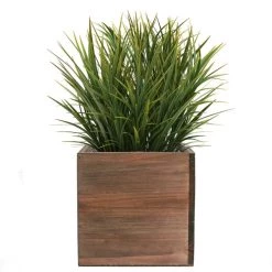 Vase Market Wood Cube Large Planter Box W/ Zinc Liner Natural H-10" Open-10" X 10"