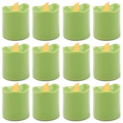 Vase Market 72 Pcs LED Green Votive Candle H-1.5" D-1.5" (Multiple Packing)
