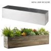 Vase Market Wood Rectangle Long Planter Box W/ Zinc Liner Natural H-6" Open-24"x6"