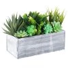 Vase Market Wood Rectangle White Planter Box W/ Plastic Liner H-4" Open-10"x5" (Multiple Packing)
