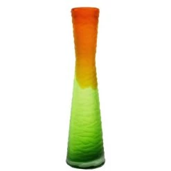 Vase Market Carved Tiered Orange Green Hourglass Vase. H-15" D-2.7"