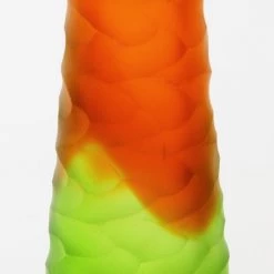 Vase Market Carved Tiered Orange Green Hourglass Vase. H-11" D-2.25" -vasemark Shop orange green vase dg0051og 3