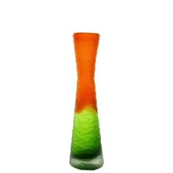 Vase Market Set Of 2 Carved Tiered Orange Green Hourglass Vase. H-11", 15" -vasemark Shop orange green vase dg0051og 1