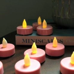 Vase Market 120-pcs LED Flameless Flickering Tealight Candles, Pink (Multiple Packing) -vasemark Shop pink led tealight candles 2