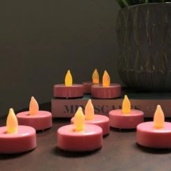 Vase Market 120-pcs LED Flameless Flickering Tealight Candles, Pink (Multiple Packing) -vasemark Shop pink led tealight candles