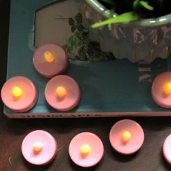 Vase Market 120-pcs LED Flameless Flickering Tealight Candles, Pink (Multiple Packing) -vasemark Shop pink led tealight candles 3