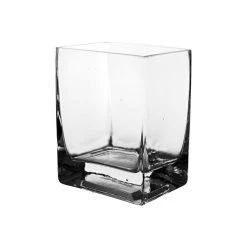 Vase Market Glass Rectangle Vase H-5" Open-4"x 3", Pack Of 3