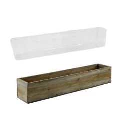 Vase Market Wood Rectangle Long Planter Box W/ Plastic Liner Natural H-4" Open-22"x 5" -vasemark Shop rectangle wood planter box wpcb052204 plant 2