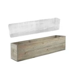Vase Market Wood Rectangle Long Planter Box W/ Plastic Liner Natural H-6" Open-23" X 6" -vasemark Shop rectangle wood planter box wpcb062306 main