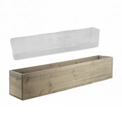 Vase Market Wood Rectangle Long Planter Box W/ Plastic Liner Natural H-6" Open-35" X 6" -vasemark Shop rectangle wood planter box wpcb063506 main