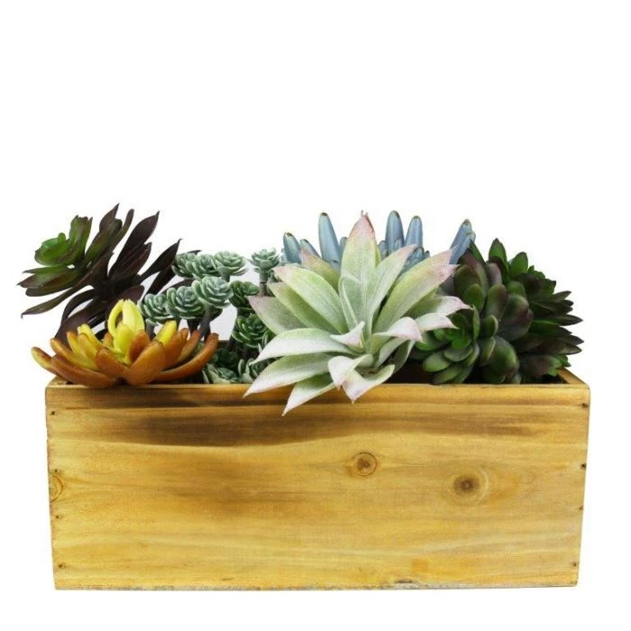 Vase Market Wood Rectangle Light Brown Planter Box W/ Plastic Liner H-4" Open-10"x5" (Multiple Packing) 5 Vase Market Wood Rectangle Light Brown Planter Box W/ Plastic Liner H-4" Open-10"x5" (Multiple Packing) - Image 5