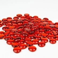 Vase Market 18 Lbs Vase Filler Glass Flat 0.6" Gemstones Red, Available In 28 Lbs -vasemark Shop red glass flat marbles ggm001r 2 1