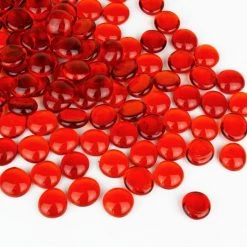 Vase Market 18 Lbs Vase Filler Glass Flat 0.6" Gemstones Red, Available In 28 Lbs