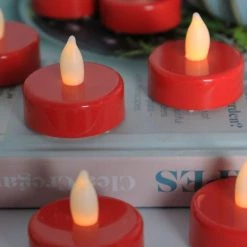 Vase Market 120-pcs LED Flameless Flickering Tealight Candles, Red (Multiple Packing) -vasemark Shop red led tealight candles 4