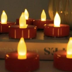 Vase Market 120-pcs LED Flameless Flickering Tealight Candles, Red (Multiple Packing) -vasemark Shop red led tealight candles 5