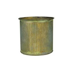 Vase Market Corrugated Zinc Metal Moss Cylinder Planter Pot, H-3" D-2.85" (Multiple Packing) -vasemark Shop ridged rustic aged finish zinc cylinder petite pot 3 inch zacy030303