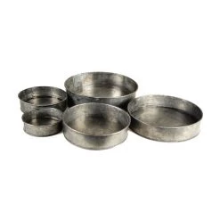Vase Market Set Of 5 Zinc Cylinder Dish Iron Grey Finish D-4",5",6",7",8" (Multiple Packing) 16 Vase Market Set Of 5 Zinc Cylinder Dish Iron Grey Finish D-4",5",6",7",8" (Multiple Packing) -vasemark Shop rustic gunmetal finish zinc cylinder shallow dish 4 5 6 7 8 inch wide zicy080802s5
