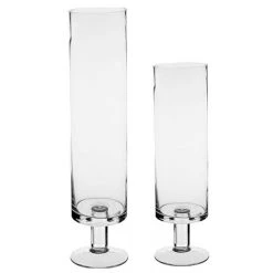 Vase Market Set Of 2 Short Stem Glass Candle Holder H-14"/17" Open-4" (Multiple Packing) -vasemark Shop short stem glass candle holder set of 2 h 14 17 open 4 11