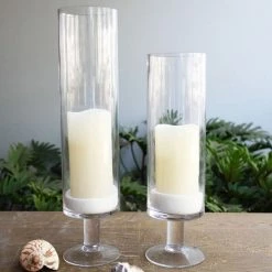Vase Market Set Of 2 Short Stem Glass Candle Holder H-14"/17" Open-4" (Multiple Packing) -vasemark Shop short stem glass candle holder set of 2 h 14 17 open 4 12