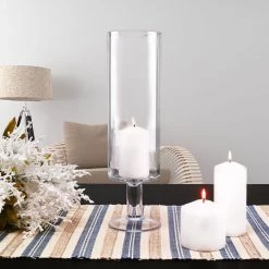 Vase Market Glass Candle Holder H-14" Open-4" Short Pedestal Stem (Multiple Packing) -vasemark Shop short stem glass candle holer gfc101 14 lifestyle 01