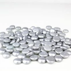 Vase Market Vase Filler Glass Flat 0.6" Gemstones Silver, 10 Lbs, 18 Lbs And 28 Lbs -vasemark Shop silver glass flat marbles ggm001sl 2