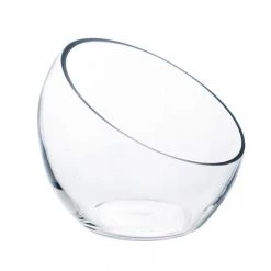 Vase Market Glass Slant Cut Bowl. H-6.25" D-6.75" Tilted Bowl Terrarium (Multiple Packing) -vasemark Shop slant cut bowl gcu062.1