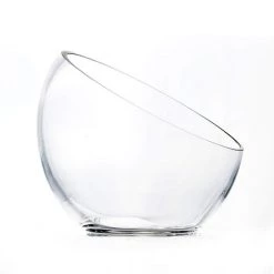 Vase Market Glass Slant Cut Bowl. H-6.25" D-6.75" Tilted Bowl Terrarium (Multiple Packing) -vasemark Shop slant cut bowl gcu062.2