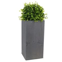 Vase Market Wood Square Planter Box W/ Zinc Liner Gray H-10" Open-5"x5" (Multiple Packing) -vasemark Shop tall wood planters gray brown zwcb050510lg
