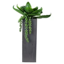 Vase Market Wood Square Planter Box W/ Zinc Liner Gray H-15" Open-5"x5" (Multiple Packing) -vasemark Shop tall wood planters gray brown zwcb050515lg 1