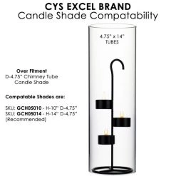 Vase Market Black Candle Holder H-11.75" With 14" Chimney, Pack Of 6 Sets (12 Pcs) -vasemark Shop tealight candle holder stand msh001bk 3 1