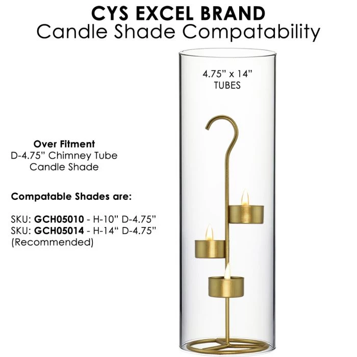 Vase Market Gold Candle Holder H-11.75" With 14" Chimney, Pack Of 6 Sets (12 Pcs) 7 Vase Market Gold Candle Holder H-11.75" With 14" Chimney, Pack Of 6 Sets (12 Pcs) - Image 7