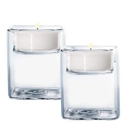 Vase Market Tealight Candle Holder Square Reversible H-2.5" D-2.5"x2.5", Pack Of 72 Pcs