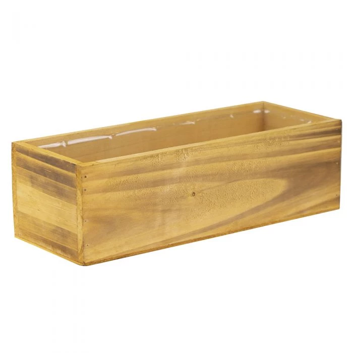 Vase Market Wood Rectangle Unfinished Planter Box W/ Plastic Liner H-4" Open-13" X 5" (Multiple Packing) 1 Vase Market Wood Rectangle Unfinished Planter Box W/ Plastic Liner H-4" Open-13" X 5" (Multiple Packing)