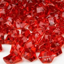 Vase Market 12 Lbs Acrylic Ice Rock Crystal 1" Red Clear Vase Fillers , Available In 24 Lbs -vasemark Shop vfac002r size