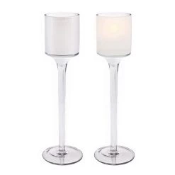 Vase Market Stemmed White Candle Holder H-9" D-2" (Multiple Packing)