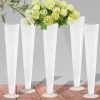 Vase Market Glass Trumpet Vase White H-24" Event Centerpiece (Multiple Packing)