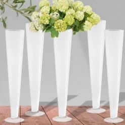 Vase Market Glass Trumpet Vase White H-24" Event Centerpiece (Multiple Packing)