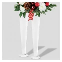Vase Market Glass Trumpet Vase White H-24" Event Centerpiece (Multiple Packing) 7 Vase Market Glass Trumpet Vase White H-24" Event Centerpiece (Multiple Packing) -vasemark Shop white turmpet vases
