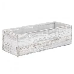 Vase Market Wood Rectangle White Planter Box W/ Plastic Liner H-4" Open-13" X 5" (Multiple Packing)